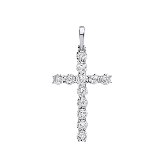 9ct White Gold 0.27ct Diamond Cross - Luxury Watch - Certified Authentic - Swiss Made – Luxury Watch by Imperial Time