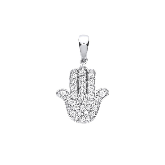 9ct White Gold 0.18ct Diamonds Hamsa Pendant - Fine Necklace - Certified Authentic - Swiss Ma – Luxury Jewellery by Im