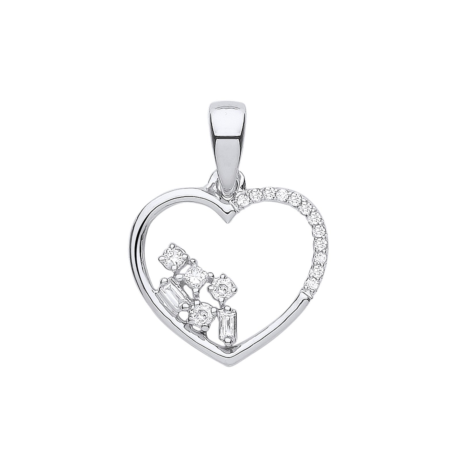 9ct White Gold 0.10ct Diamond Heart Pendant - Fine Necklace - Certified Authentic - Swiss Mad – Luxury Jewellery by Im
