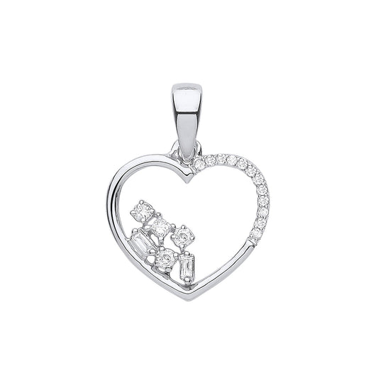 9ct White Gold 0.10ct Diamond Heart Pendant - Fine Necklace - Certified Authentic - Swiss Mad – Luxury Jewellery by Im