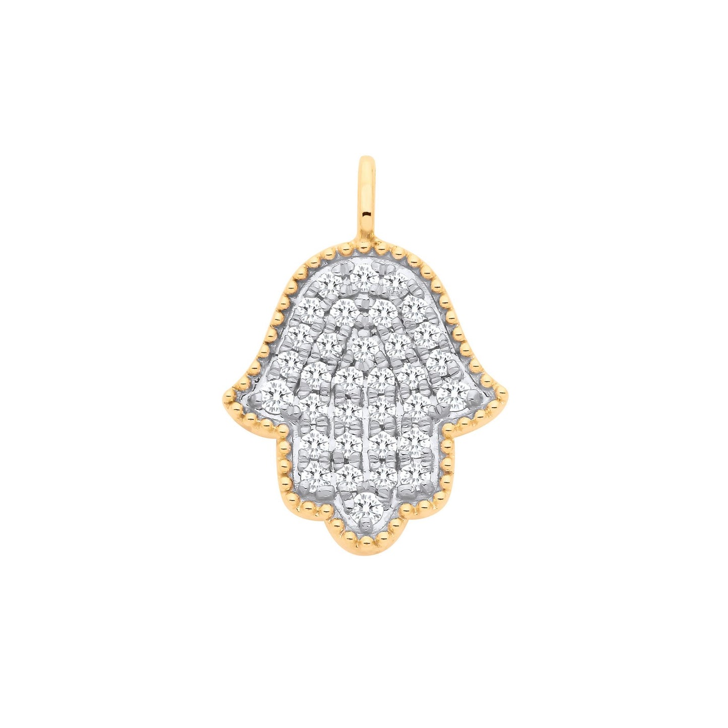 9ct Yellow Gold Hamsa Pendant 0.30ctw - Fine Necklace - Certified Authentic - Swiss Made – Luxury Jewellery by Imperia