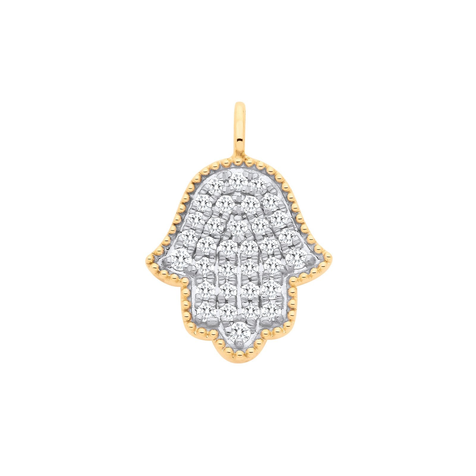 9ct Yellow Gold Hamsa Pendant 0.30ctw - Fine Necklace - Certified Authentic - Swiss Made – Luxury Jewellery by Imperia