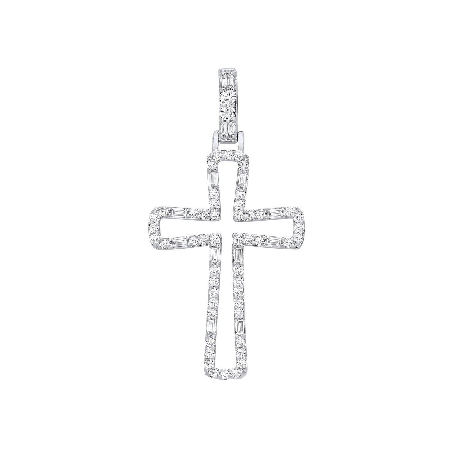 9ct White Gold 0.40ctw Cross Pendant - Fine Necklace - Certified Authentic - Swiss Made – Luxury Jewellery by Imperial