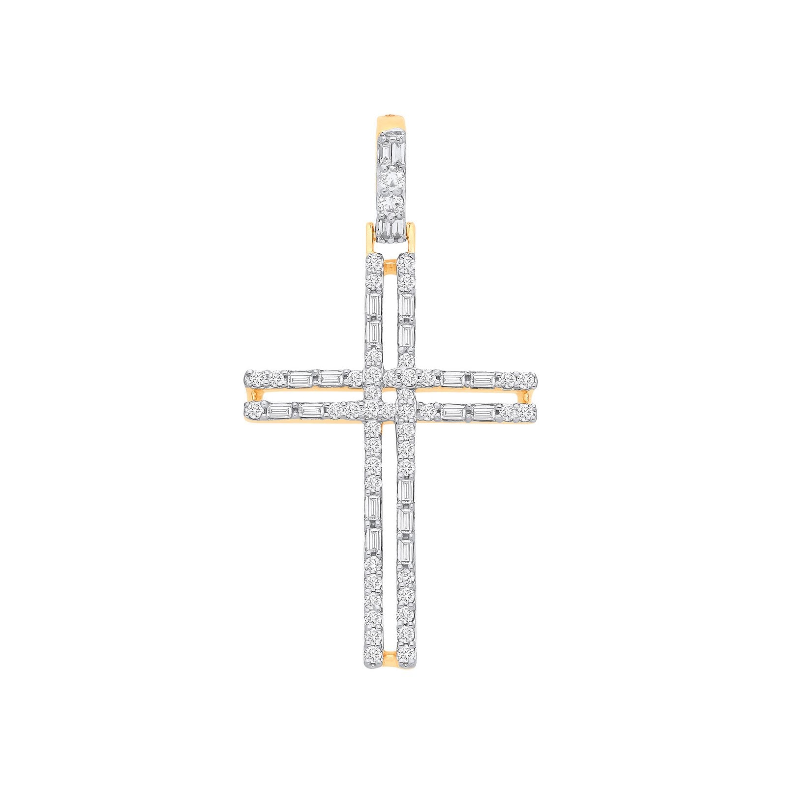 9ct Yellow Gold 0.42ctw Cross Pendant - Fine Necklace - Certified Authentic - Swiss Made – Luxury Jewellery by Imperia