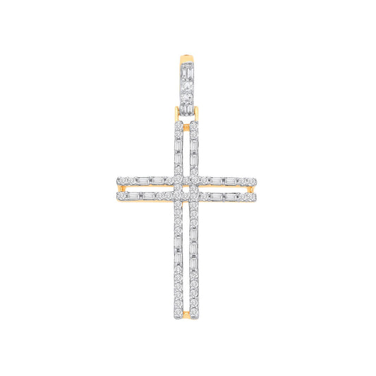 9ct Yellow Gold 0.42ctw Cross Pendant - Fine Necklace - Certified Authentic - Swiss Made – Luxury Jewellery by Imperia