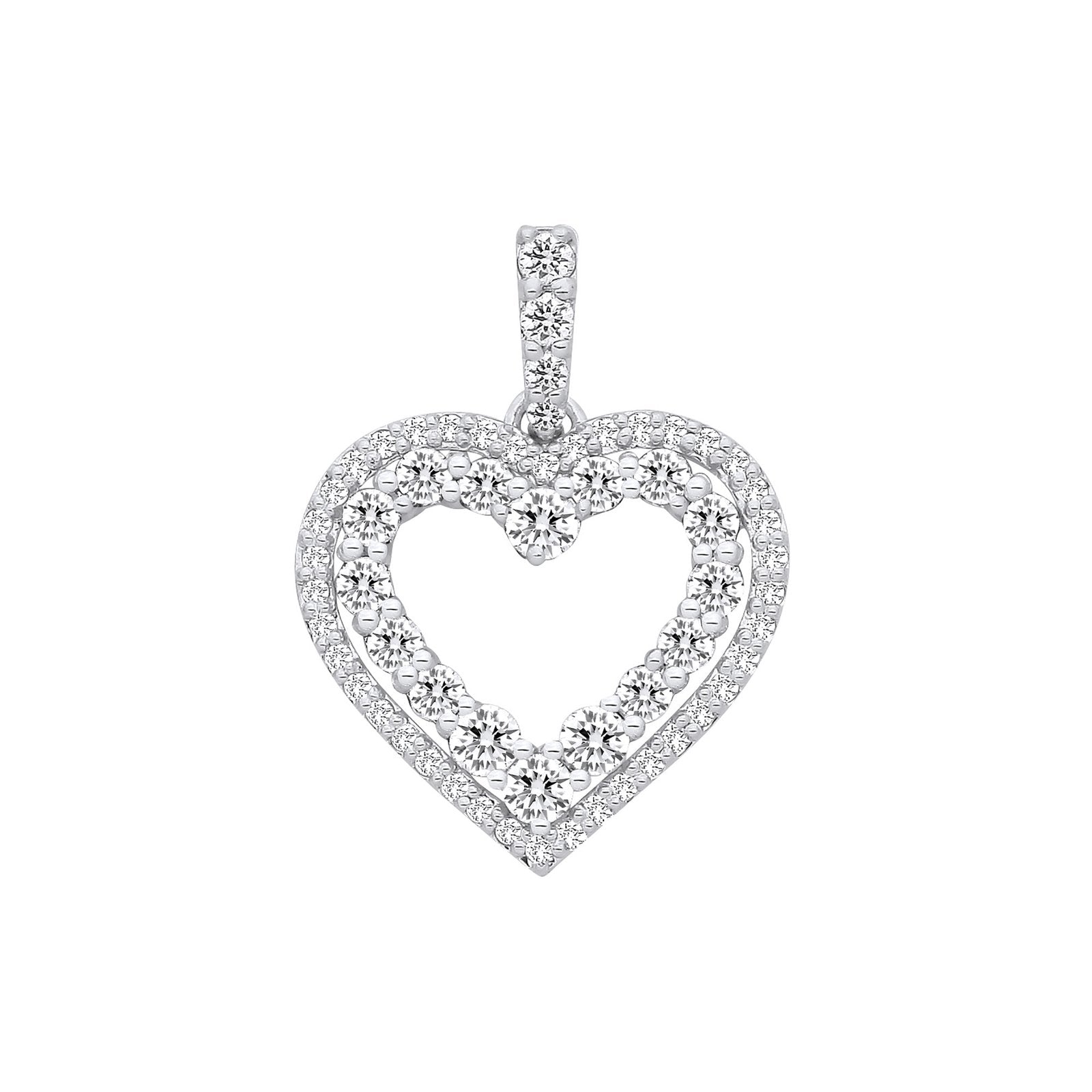 9ct White Gold 0.50ctw Heart Pendant - Fine Necklace - Certified Authentic - Swiss Made – Luxury Jewellery by Imperial