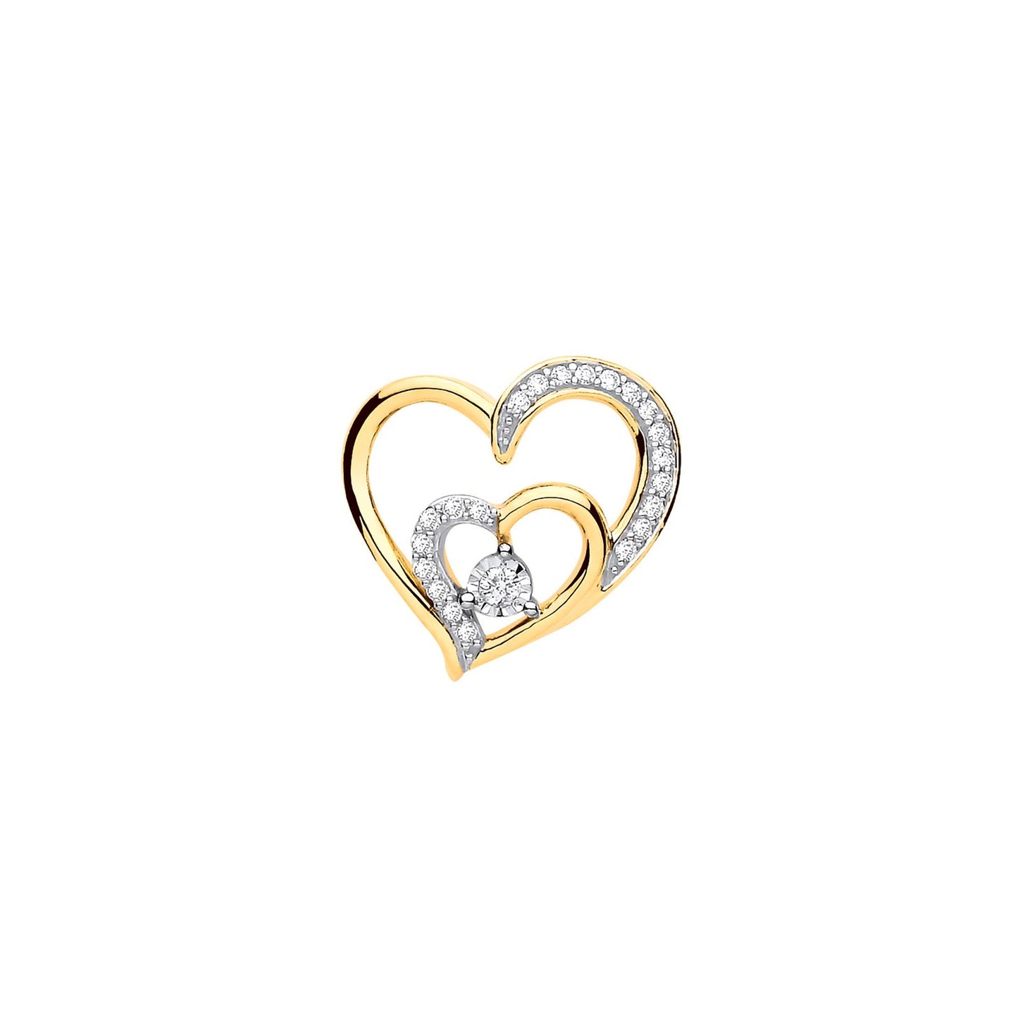 9ct Yellow Gold & Diamond Double Heart Pendant - Fine Necklace - Certified Authentic – Luxury Jewellery by Imperial Ti
