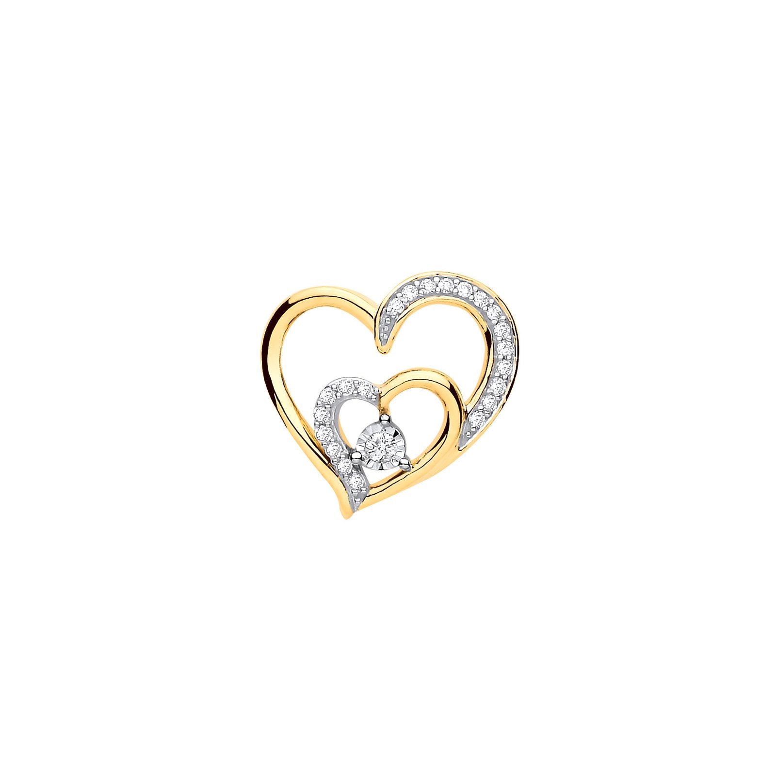 9ct Yellow Gold & Diamond Double Heart Pendant - Fine Necklace - Certified Authentic – Luxury Jewellery by Imperial Ti