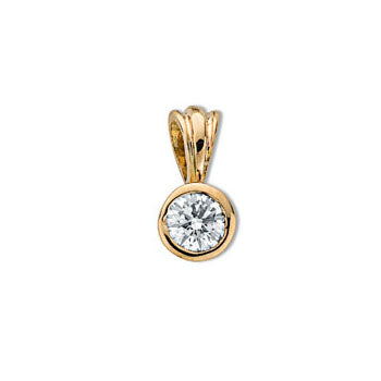 18ct Yellow Gold 0.15ct Rubover Set Diamond Solitaire Pendant