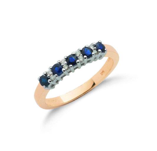 9ct Yellow Gold 0.06ct Diamond & 0.50ct Blue Sapphire Eternity Ring - Fine Ring - Certified A – Luxury Jewellery by Im