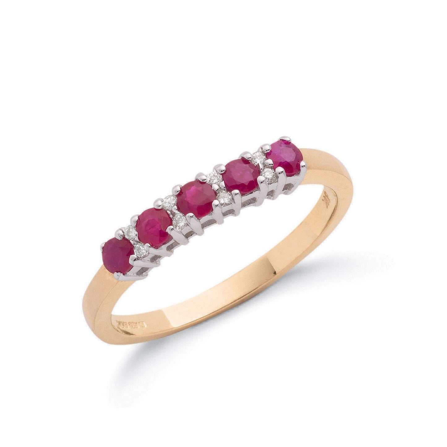 9ct Yellow Gold 0.06ct Diamond & 0.70ct Ruby Eternity Ring - Fine Ring - Certified Authentic – Luxury Jewellery by Imp