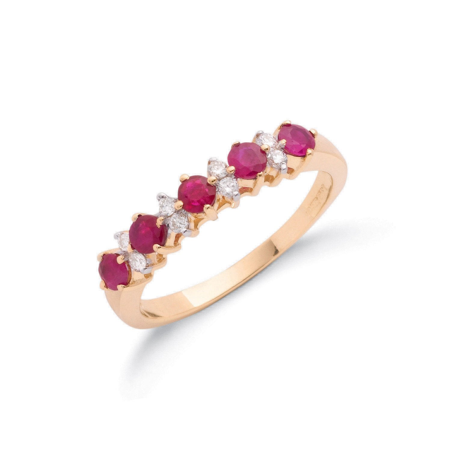 9ct Yellow Gold 0.12ct Diamond & 0.65ct Ruby Eternity Ring - Fine Ring - Certified Authentic – Luxury Jewellery by Imp