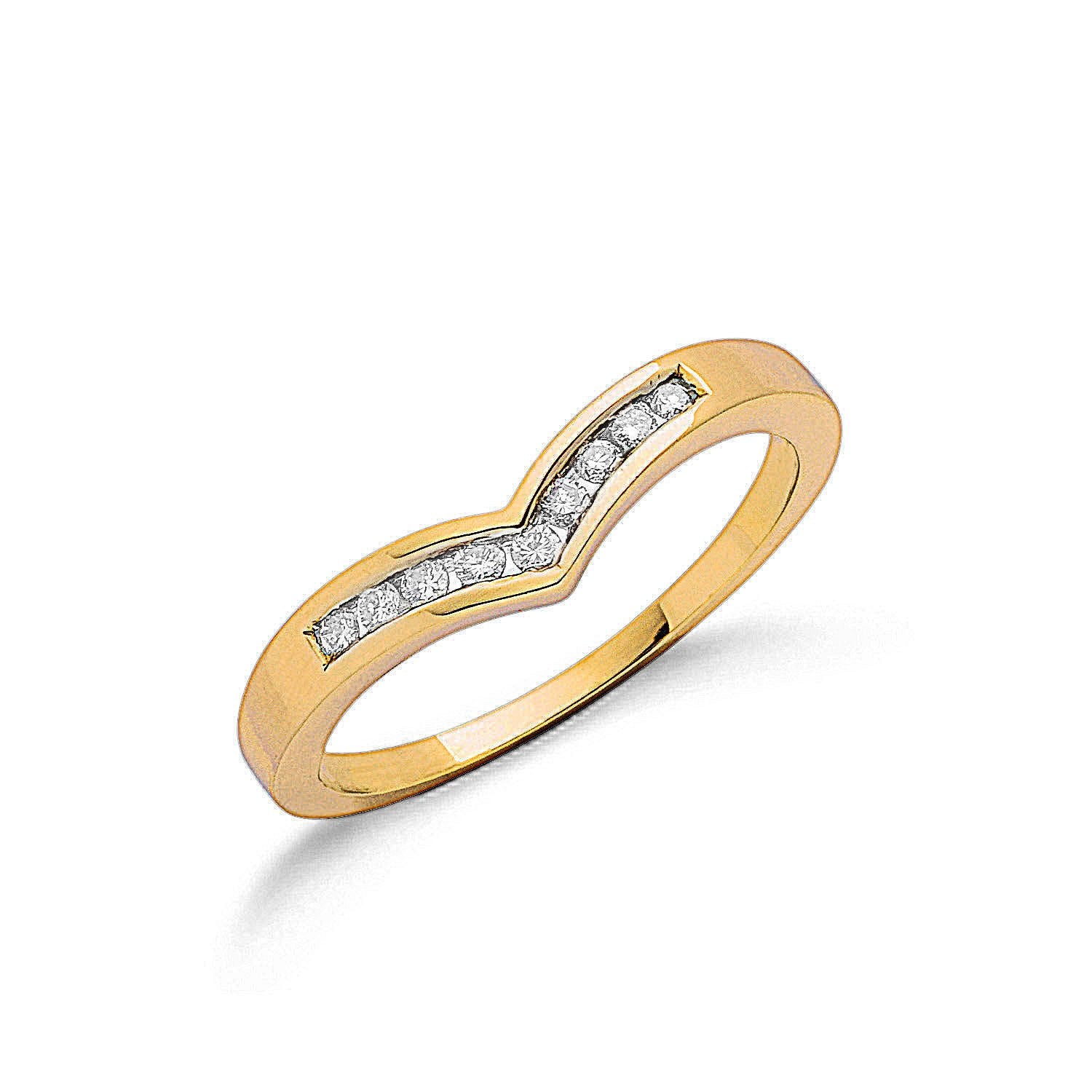 9ct Yellow Gold 0.15ct Diamond Wishbone Ring - Fine Ring - Certified Authentic - Swiss Made – Luxury Jewellery by Impe