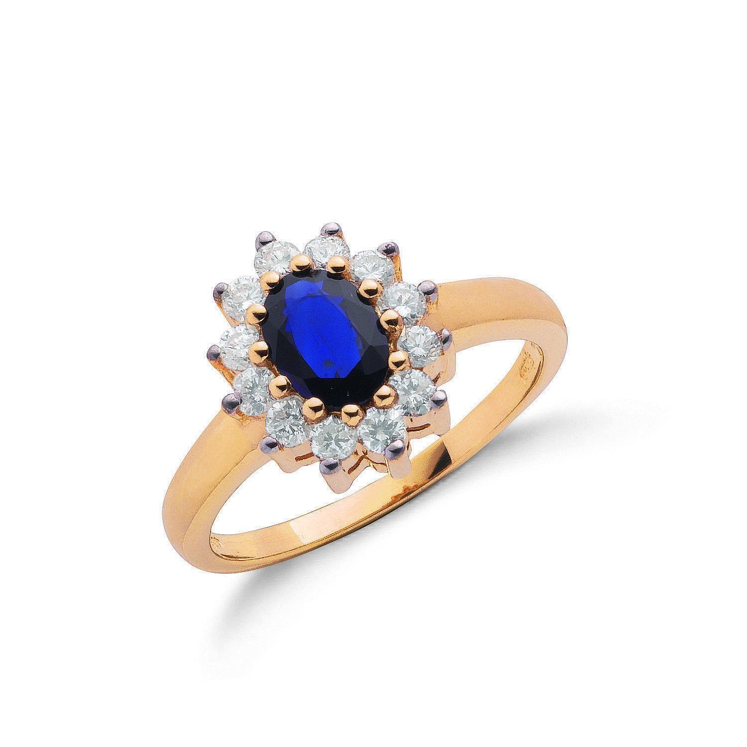 9ct Yellow Gold 0.40ct Diamond & 0.72ct Sapphire Cluster Ring - Fine Ring - Certified Authent – Luxury Jewellery by Im