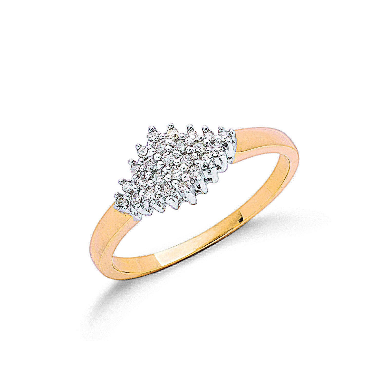 9ct Yellow Gold 0.16ctw Diamond Cluster Ring - Fine Ring - Certified Authentic - Swiss Made – Luxury Jewellery by Impe