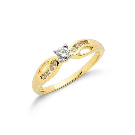 9ct Yellow Gold 0.26ct Diamond Ring - Fine Ring - Certified Authentic - Swiss Made - UK Stock – Luxury Jewellery by Im