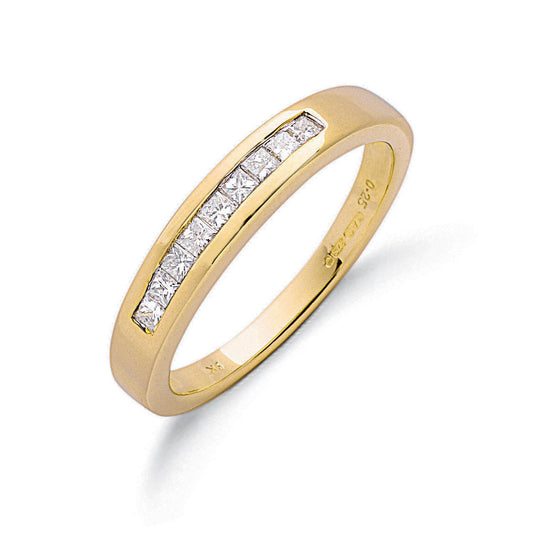 9ct Yellow Gold 0.25ct Princess Cut Diamond Eternity Ring - Fine Ring - Certified Authentic – Luxury Jewellery by Impe