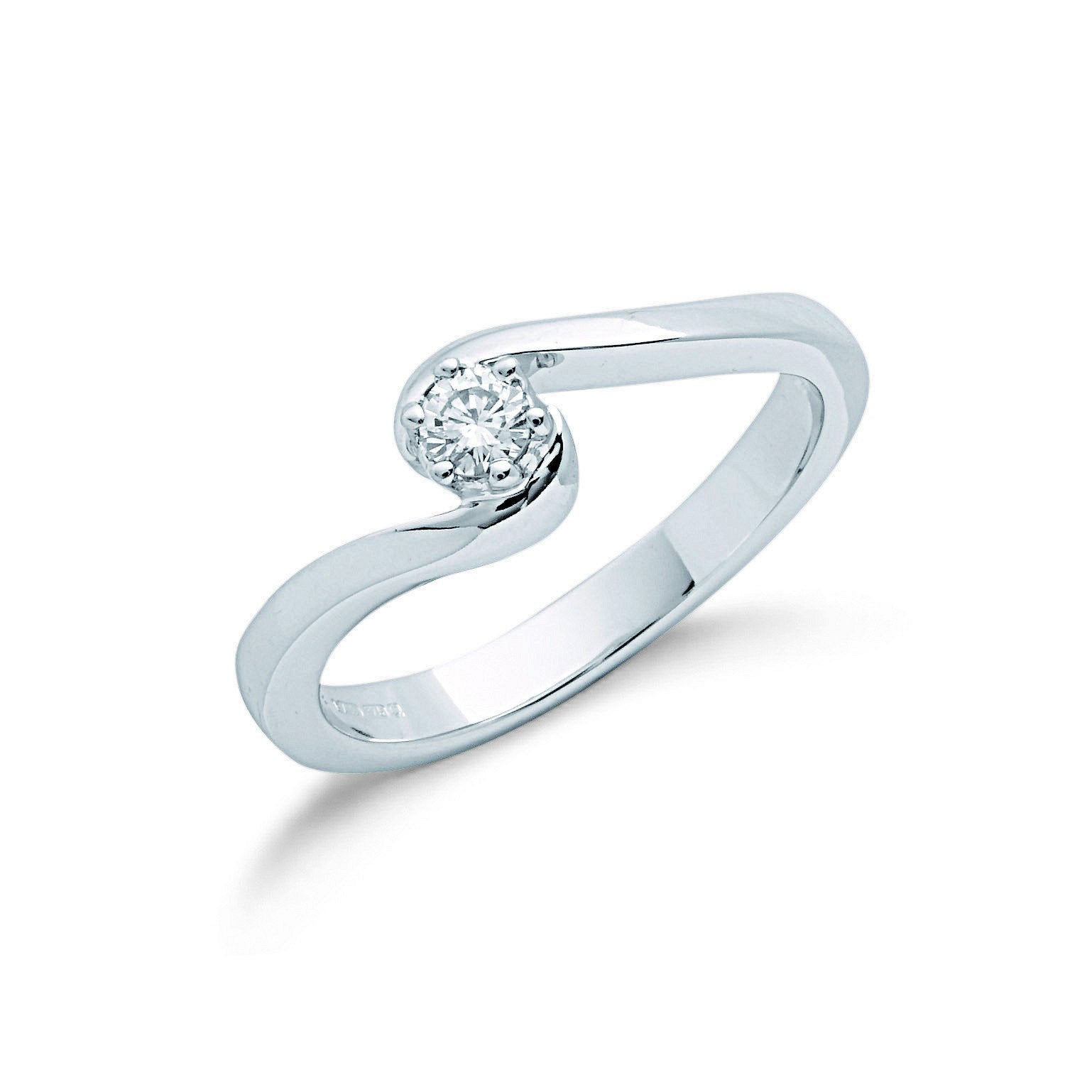 9ct White Gold 0.15ct Diamond Engagement Ring - Fine Ring - Certified Authentic - Swiss Made – Luxury Jewellery by Imp