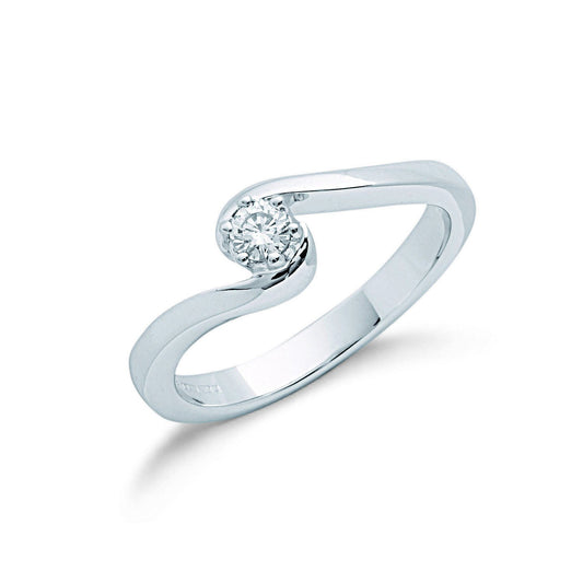 9ct White Gold 0.15ct Diamond Engagement Ring - Fine Ring - Certified Authentic - Swiss Made – Luxury Jewellery by Imp