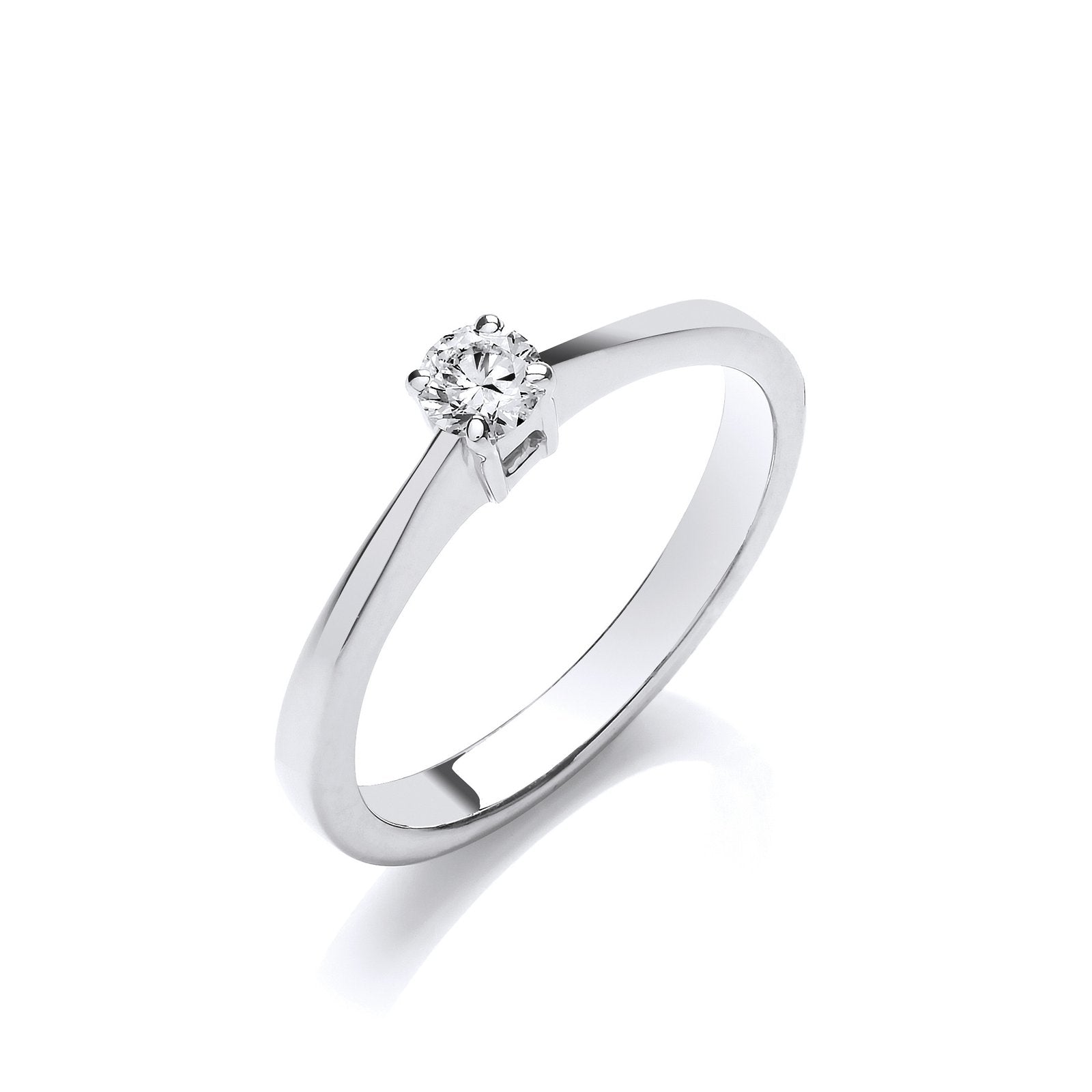 9ct White Gold 0.15ct Diamond Engagement Ring - Fine Ring - Certified Authentic - Swiss Made – Luxury Jewellery by Imp