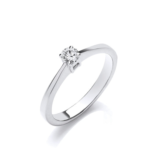 9ct White Gold 0.15ct Diamond Engagement Ring - Fine Ring - Certified Authentic - Swiss Made – Luxury Jewellery by Imp
