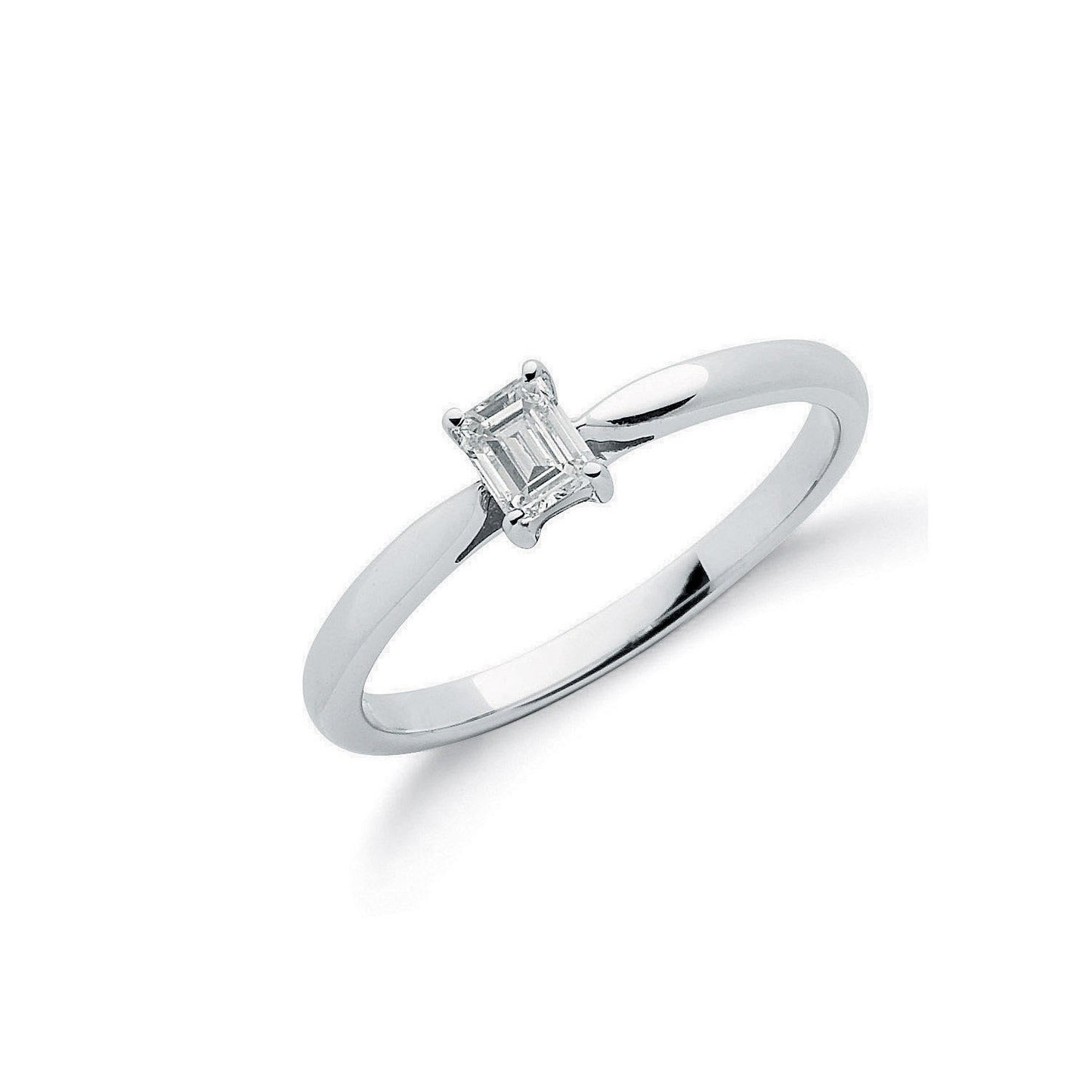18ct White Gold 0.25ct Emerald Cut Diamond Engagement Ring