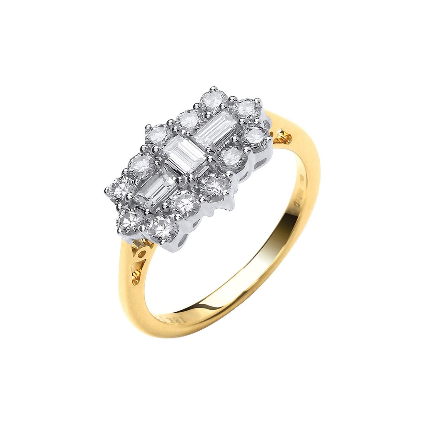 18ct Yellow Gold 1.00ctw Diamond Boat/cluster Ring