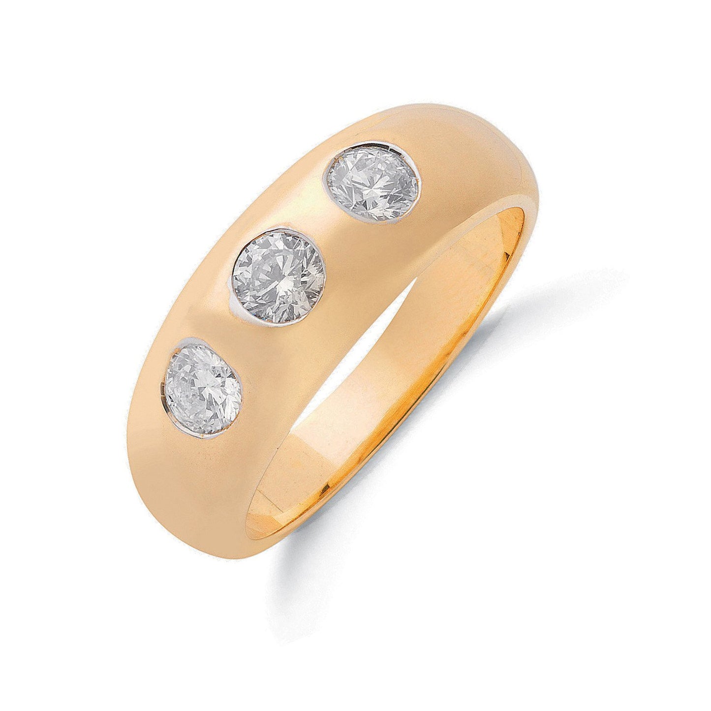 9ct Yellow Gold  1.00ct Gents 3 Stone Diamond Band