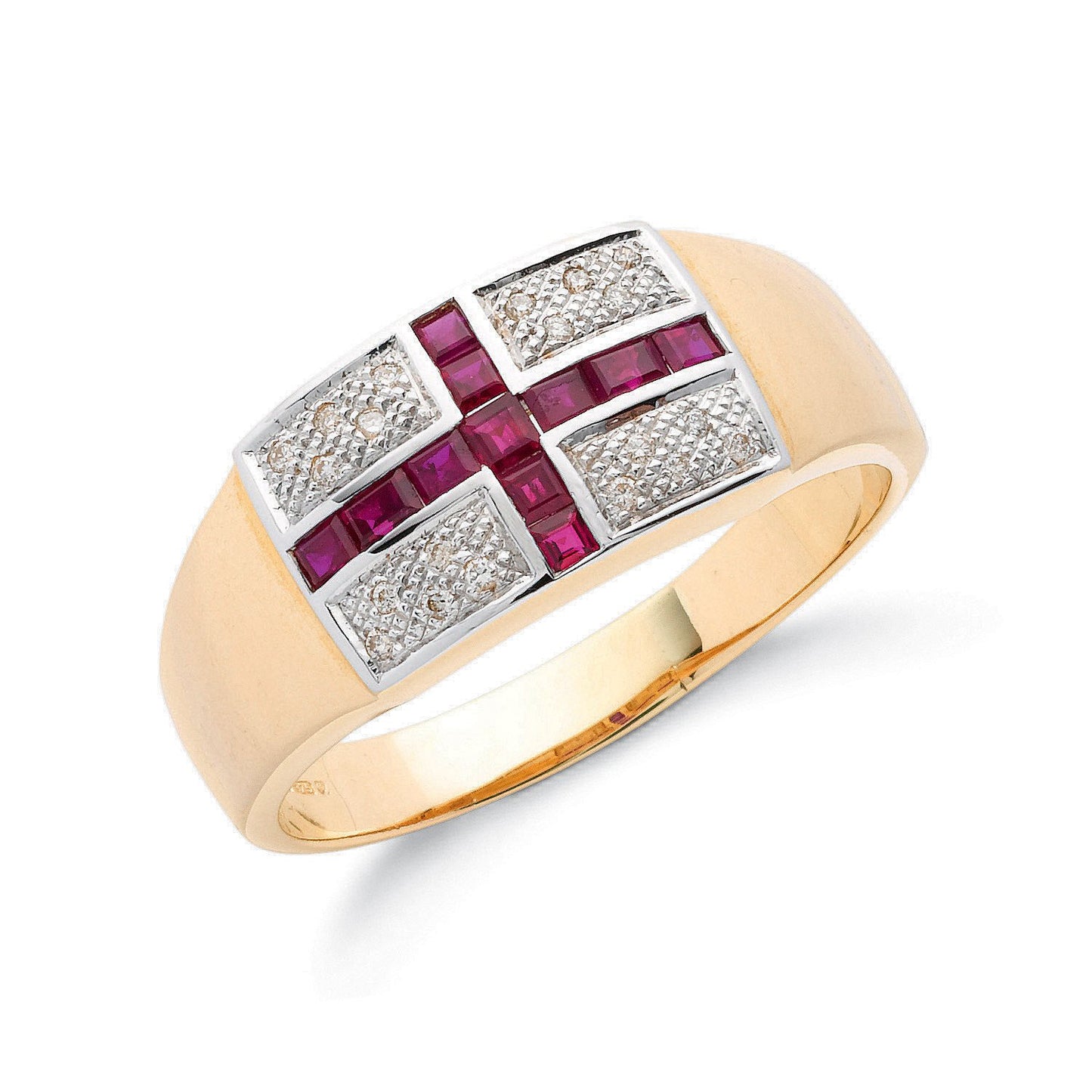 9ct Yellow Gold 0.10ct Diamond & 0.70ct Ruby Saint George Ring - Fine Ring - Certified Authen – Luxury Jewellery by Im