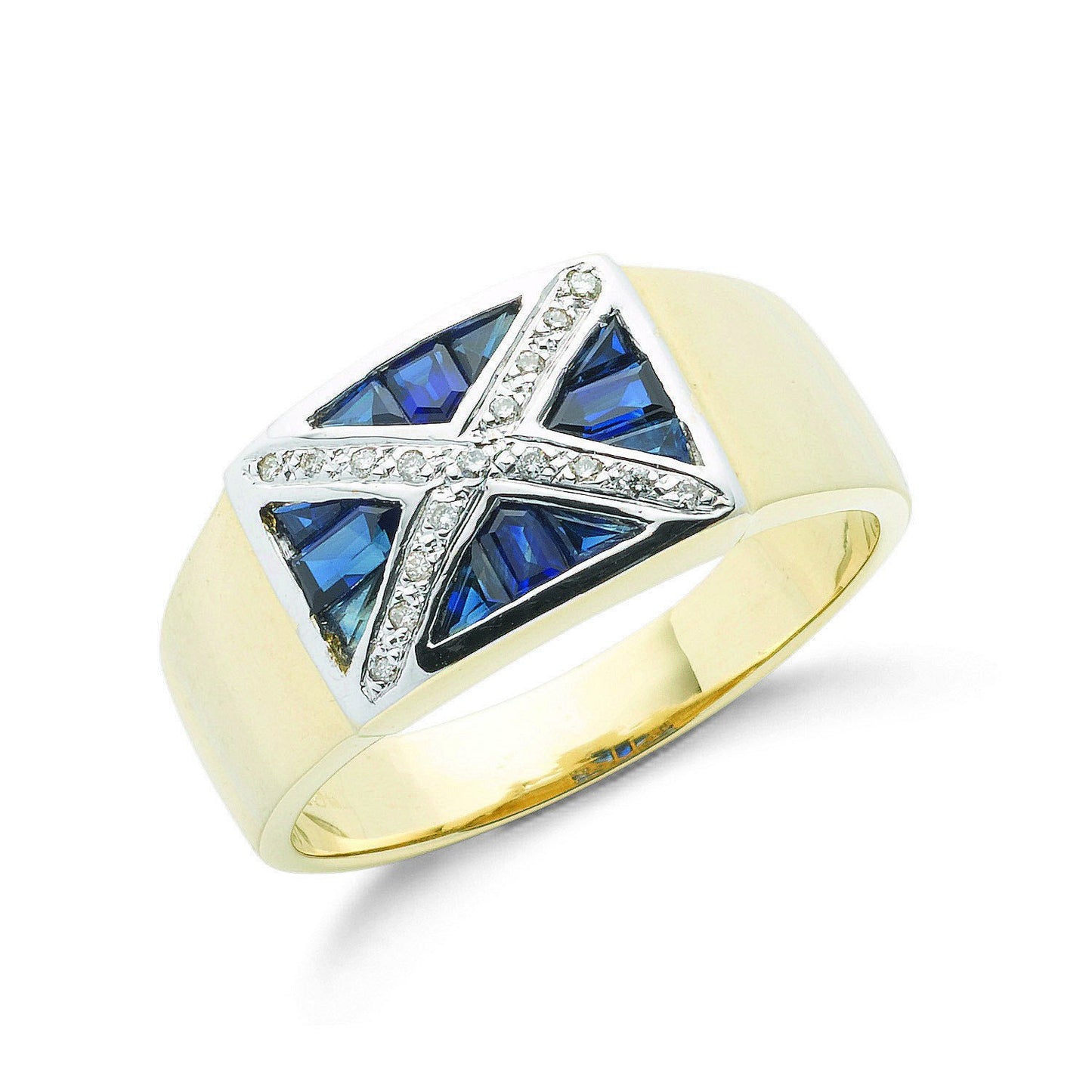 9ct Yellow Gold 0.10ct Diamond & 0.80ct Blue Sapphire Scotland Ring - Fine Ring - Certified A – Luxury Jewellery by Im