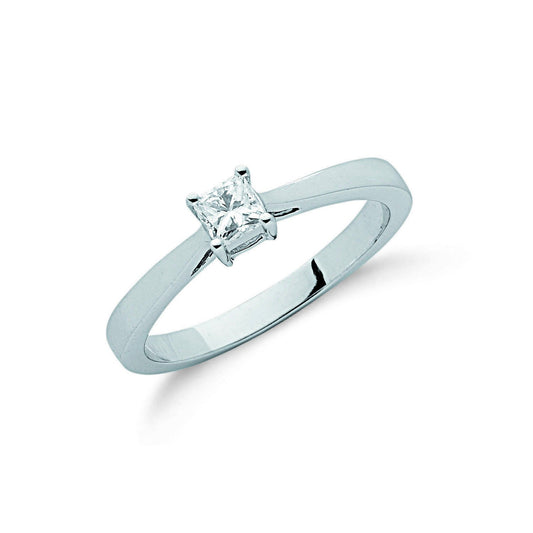 9ct White Gold 0.25ct Princess Cut Diamond Engagement Ring - Fine Ring - Certified Authentic – Luxury Jewellery by Imp