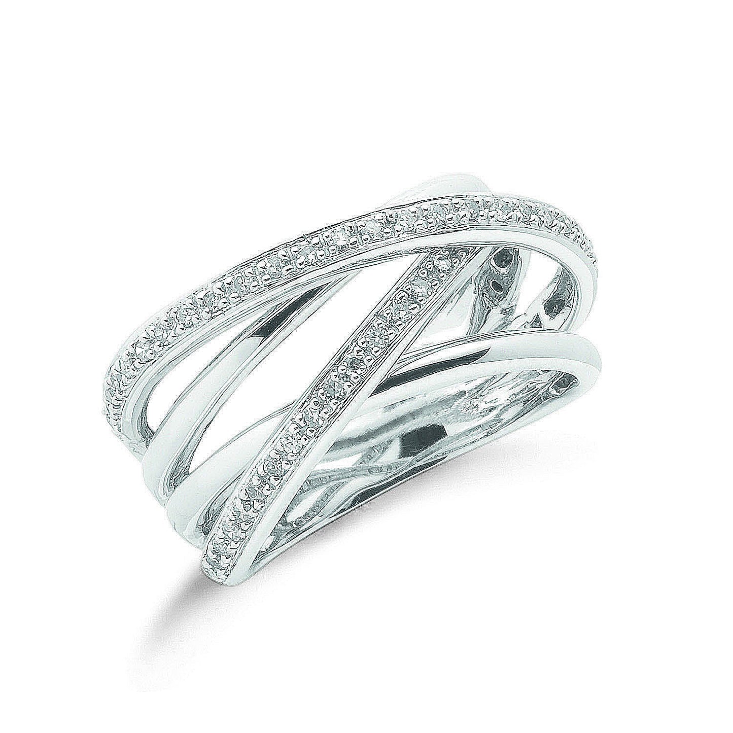 9ct White Gold 0.25ct Diamond Crossover Ring - Fine Ring - Certified Authentic - Swiss Made – Luxury Jewellery by Impe