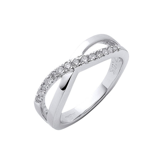 18ct White Gold 0.20ct Crossover Diamond Ring