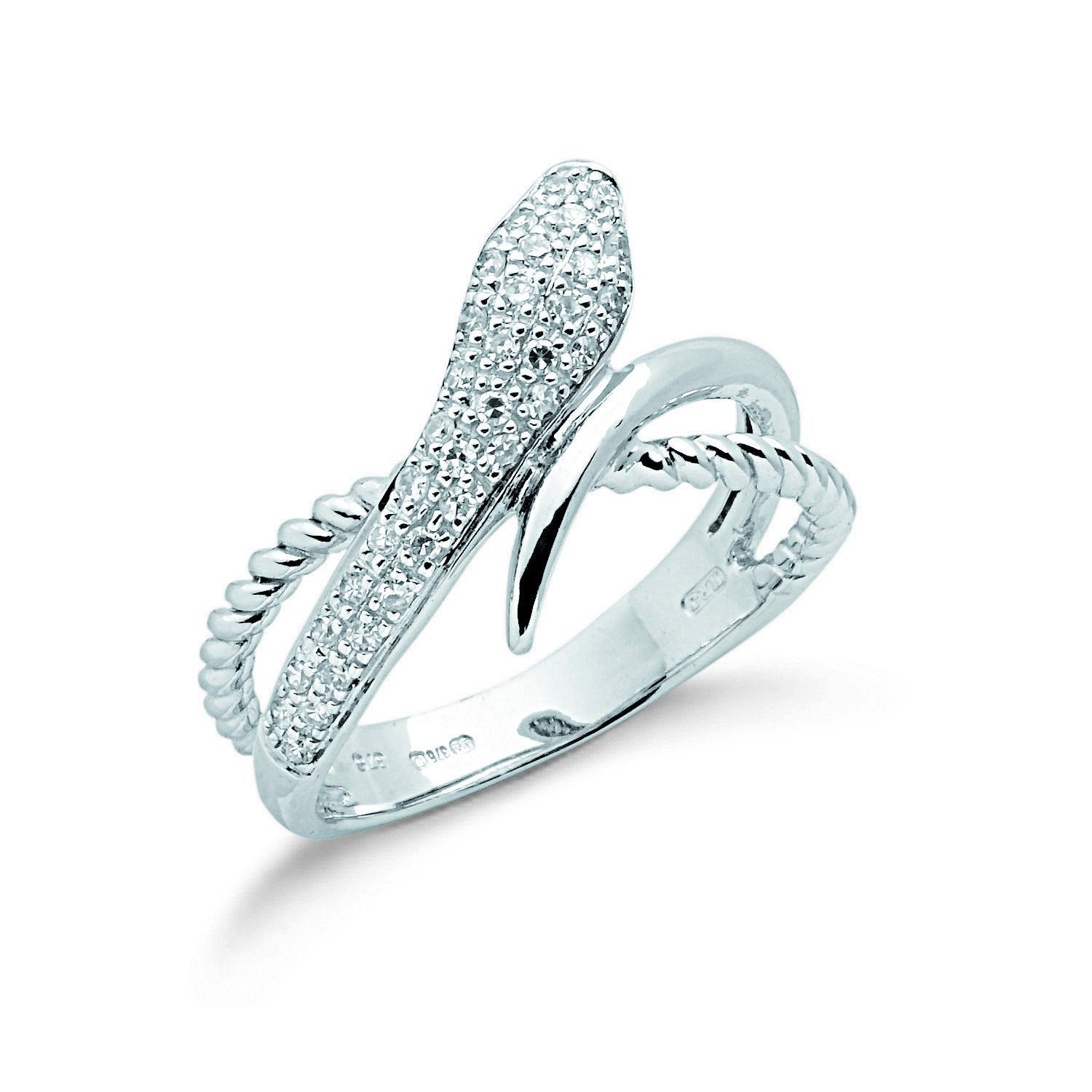 9ct White Gold 0.15ct Diamond Snake Ring - Fine Ring - Certified Authentic - Swiss Made – Luxury Jewellery by Imperial