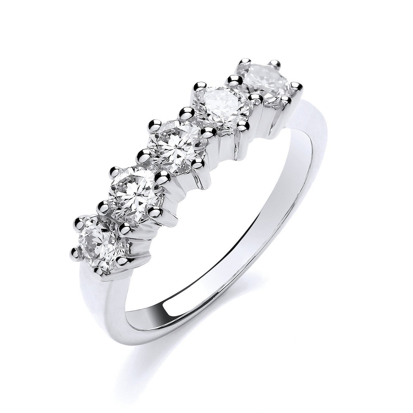 18ct White Gold 1.00ct 5 Stone Diamond Eternity Ring
