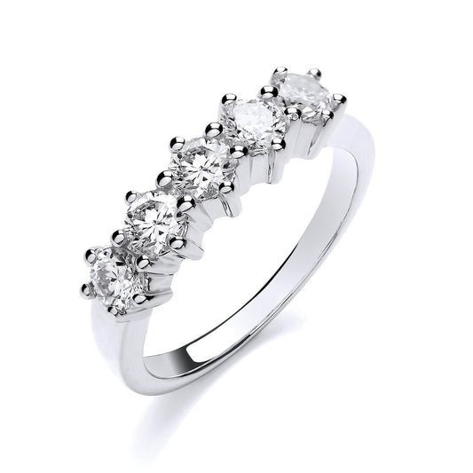 18ct White Gold 1.00ct 5 Stone Diamond Eternity Ring