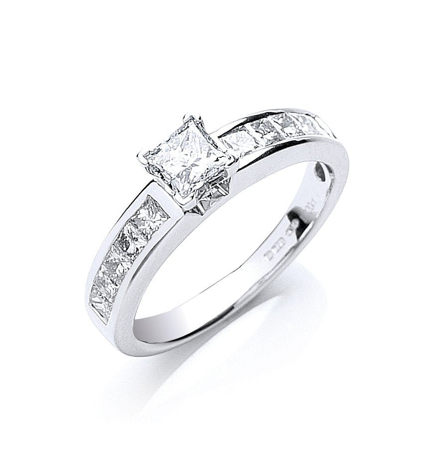 18ct White Gold 1.00ct Princess Cut Diamond Ring