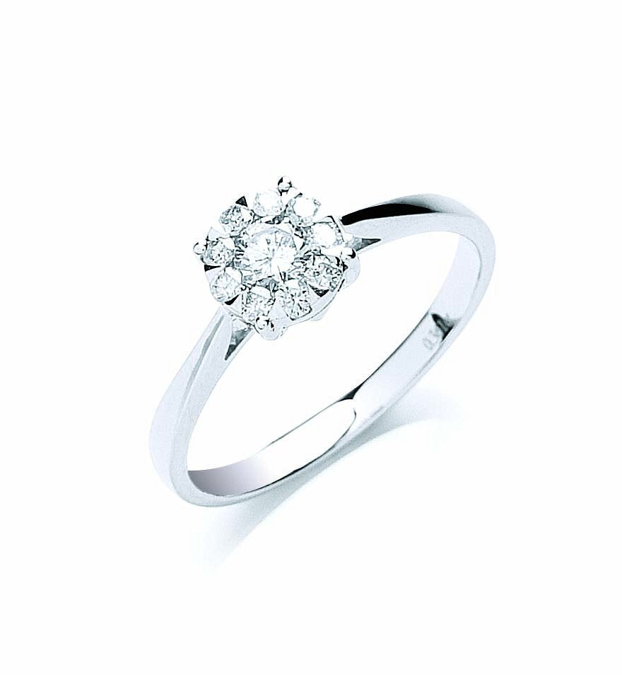 18ct White Gold 0.33ct Illusion Set Diamond Ring