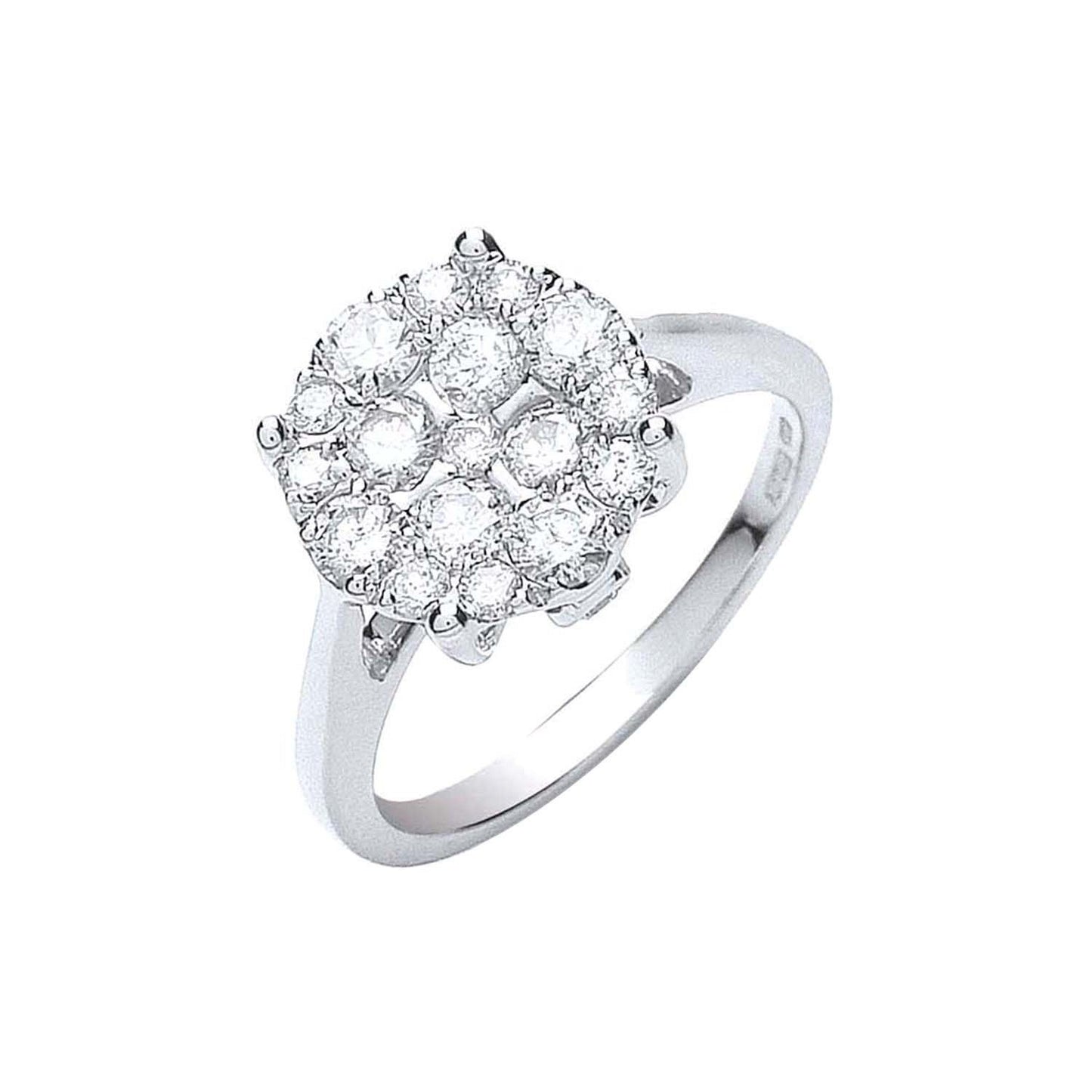 18ct White Gold 1.00ct Cluster Diamond Ring