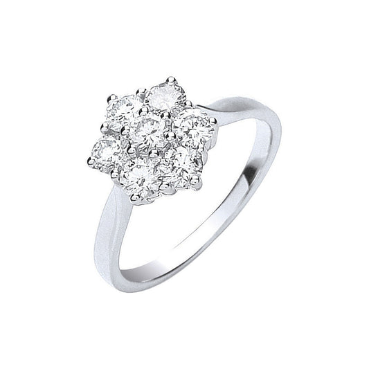 18ct White Gold 7 Stones D.1.00ctw Cluster Diamond Ring