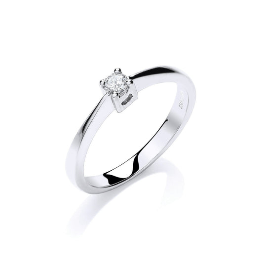 9ct White Gold 0.10ct Solitaire Ring - Fine Ring - Certified Authentic - Swiss Made – Luxury Jewellery by Imperial Tim