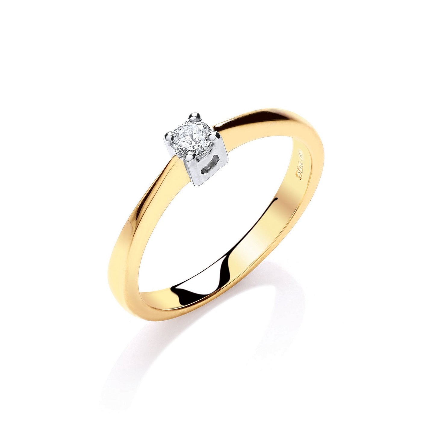 9ct Yellow Gold 0.10ct Solitaire Ring - Fine Ring - Certified Authentic - Swiss Made – Luxury Jewellery by Imperial Ti