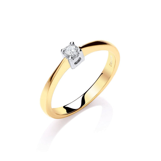 9ct Yellow Gold 0.10ct Solitaire Ring - Fine Ring - Certified Authentic - Swiss Made – Luxury Jewellery by Imperial Ti