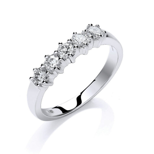 18ct White Gold 0.50ct 5 Stone Diamond Eternity Ring