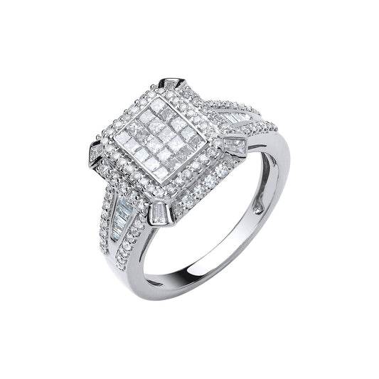 18ct White Gold 1.00ct H-si Diamond Fancy Ring