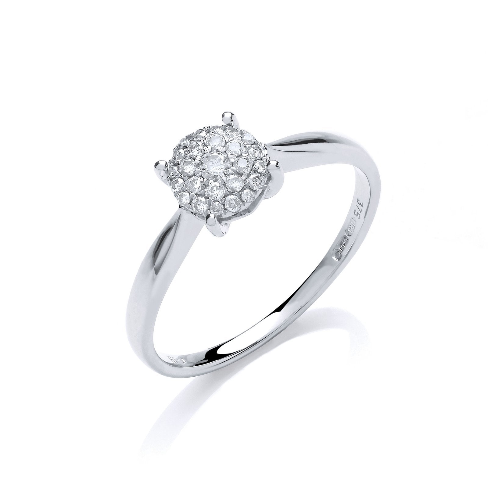 9ct White Gold 0.15ct Diamond Pave Solitaire Ring - Fine Ring - Certified Authentic – Luxury Jewellery by Imperial Tim