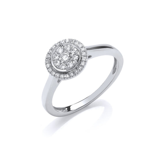 9ct White Gold Round Pave 0.25ct Diamond Ring - Fine Ring - Certified Authentic - Swiss Made – Luxury Jewellery by Imp