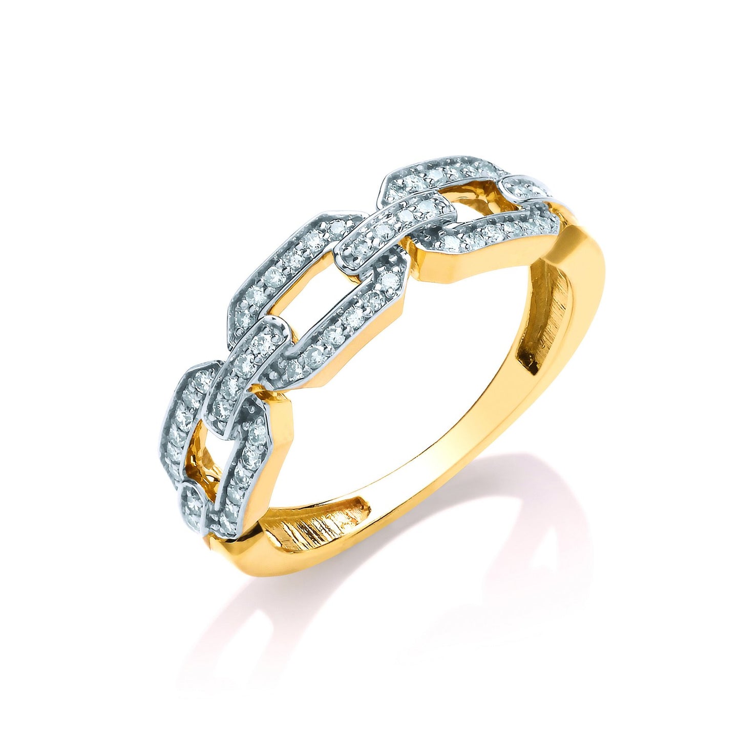 9ct Yellow Gold Chain Design 0.25ctw Diamond Ring - Fine Ring - Certified Authentic – Luxury Jewellery by Imperial Tim