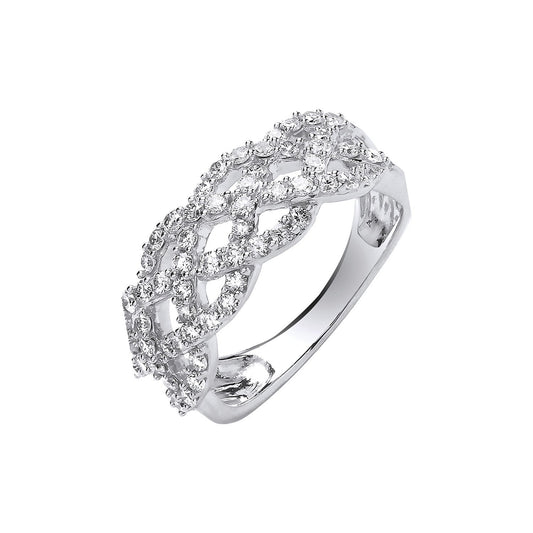 18ct White Gold 0.75ct Weaved Diamond Dress Ring