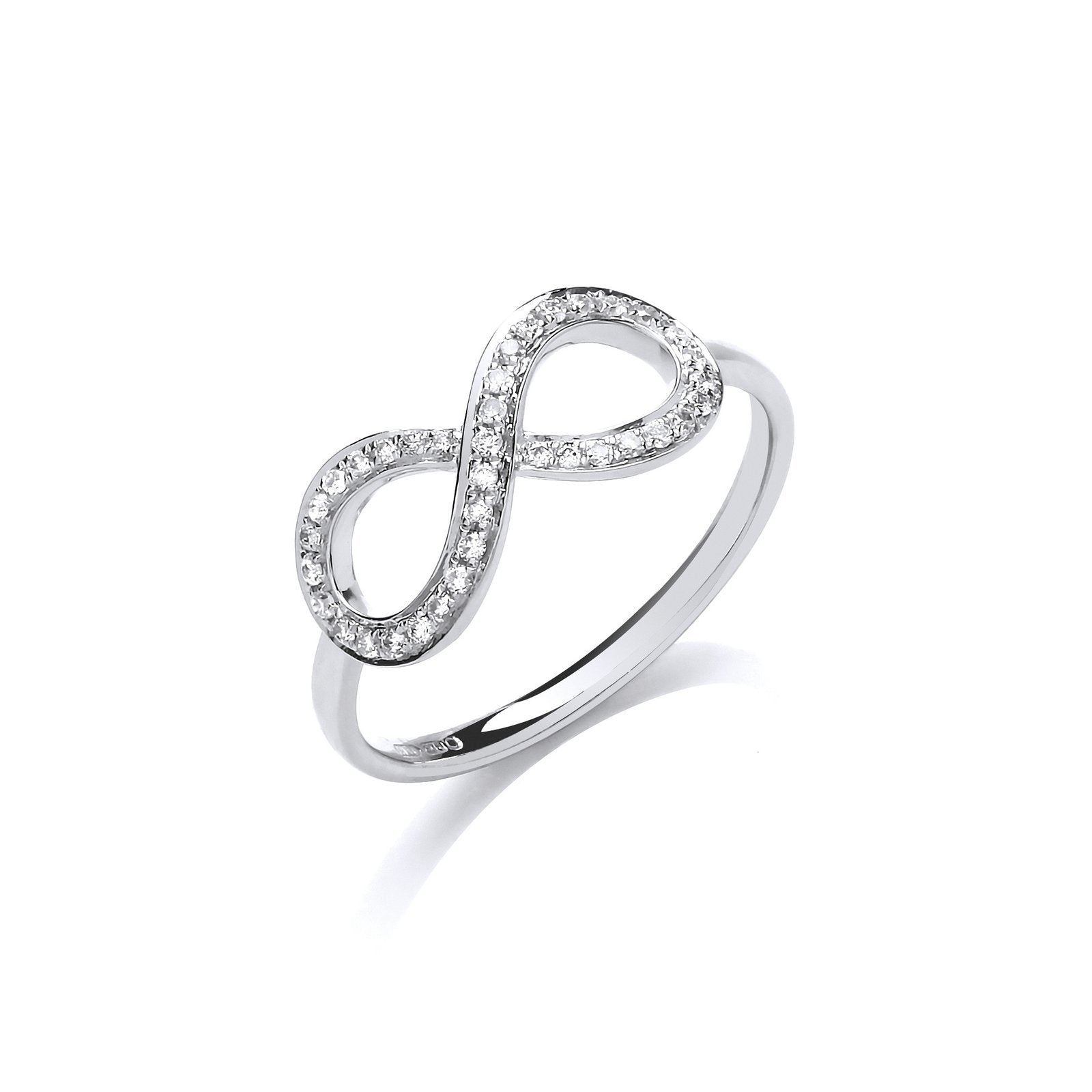 9ct White Gold 0.13ct Infinity Dress Ring - Fine Ring - Certified Authentic - Swiss Made – Luxury Jewellery by Imperia